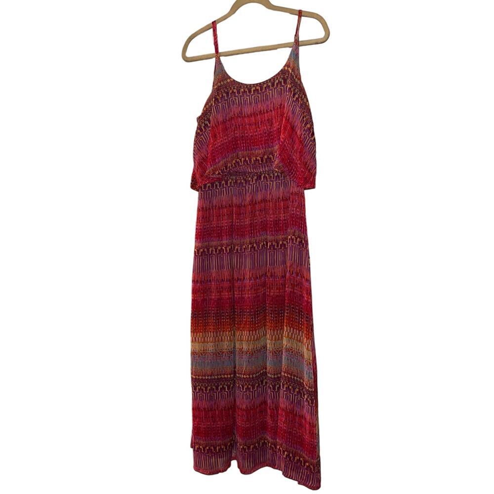 Faded Glory Pink Patterned Maxi Dress Sz L